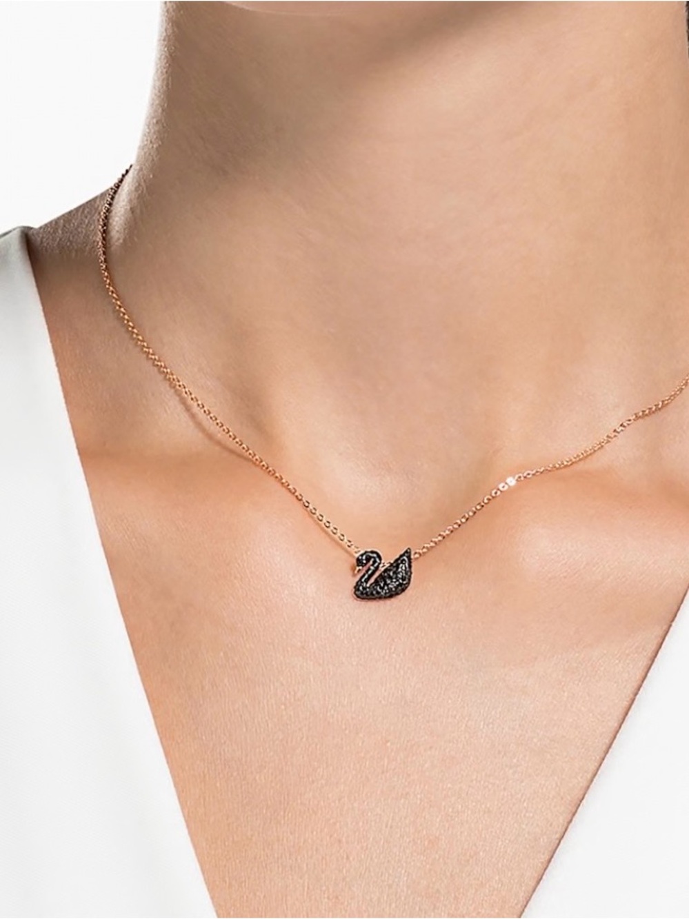 Swarovski rose gold black swan